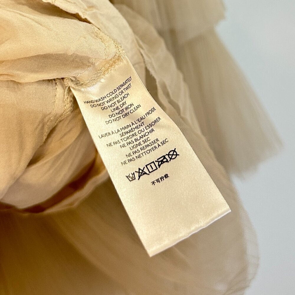MAEVE by Anthropologie Tiered Tulle Mini Dress in Taupe Size Large - Picture 10 of 14